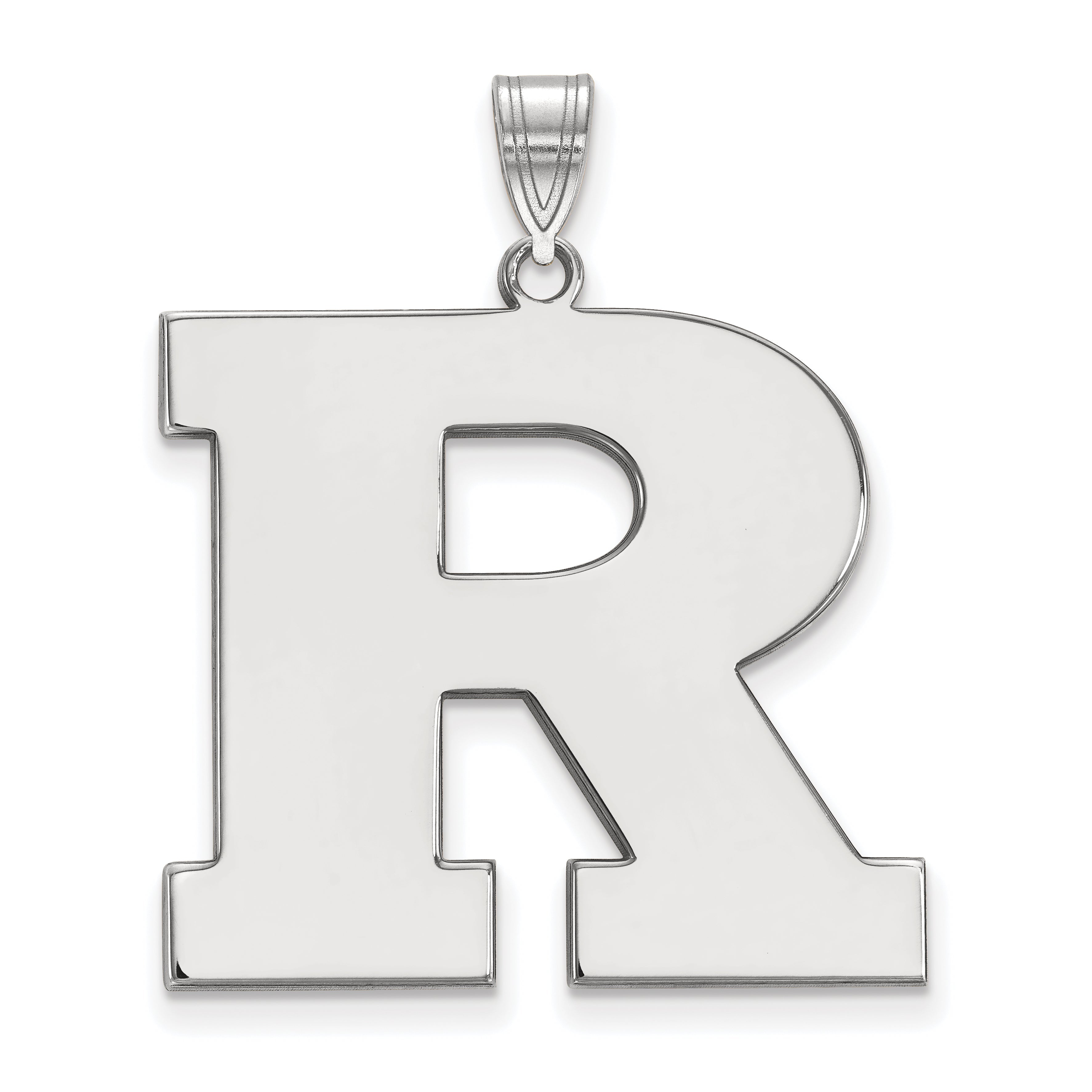14K White Gold Logoart Rutgers University Letter R Extra Large Pendant ...