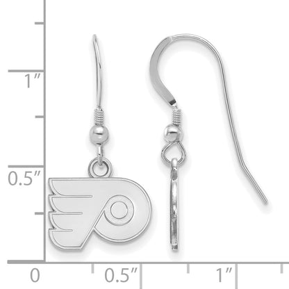 Sterling Silver Rhodium Plated Nhl Logoart Philadelphia Flyers Extra Small Dangle Earrings
