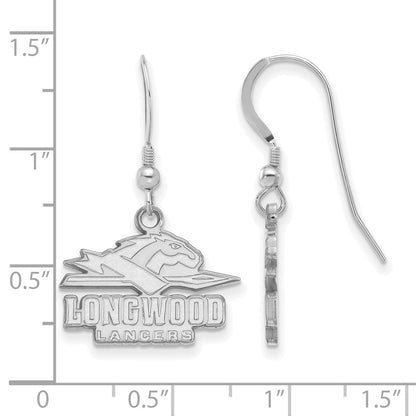 Sterling Silver Rhodium Plated Logoart Longwood University Lancers Small Dangle Wire Earrings
