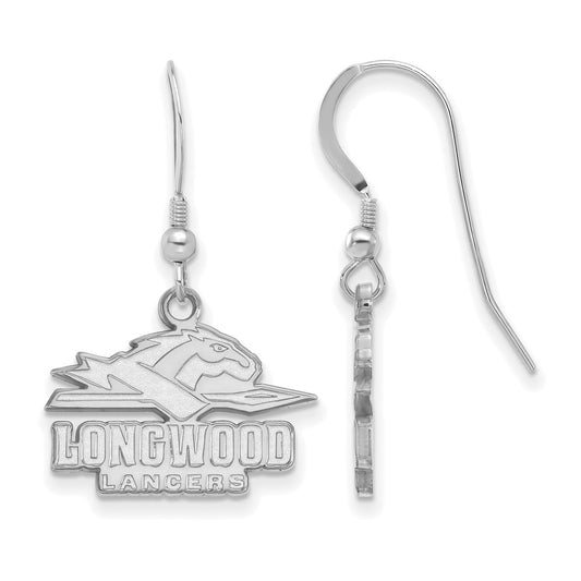 Sterling Silver Rhodium Plated Logoart Longwood University Lancers Small Dangle Wire Earrings