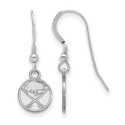 Sterling Silver Rhodium Plated Nhl Logoart Buffalo Sabres Extra Small Dangle Earrings