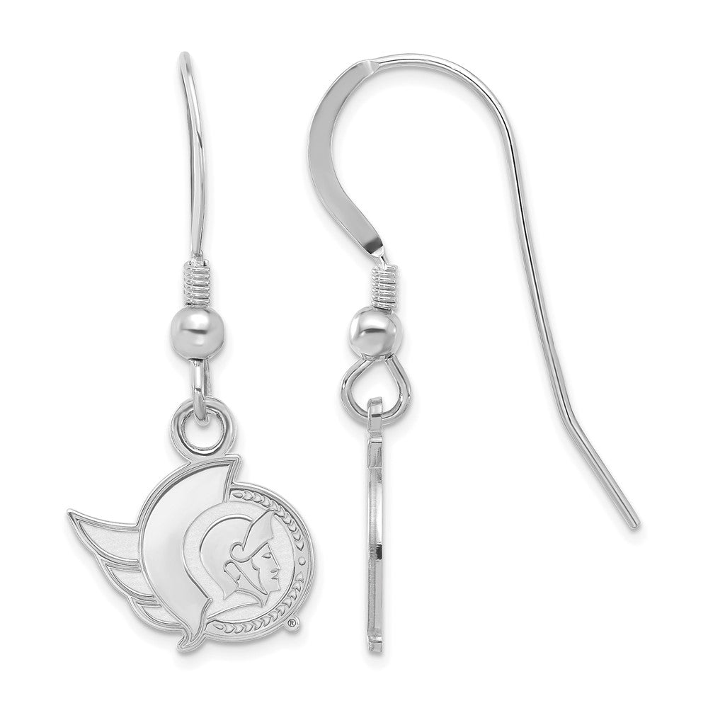 Sterling Silver Rhodium Plated Nhl Logoart Ottawa Senators Extra Small Dangle Wire Earrings