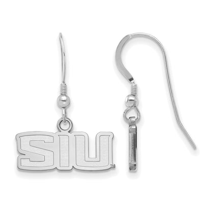 Sterling Silver Rhodium Plated Logoart Southern Illinois University S I U Extra Small Dangle Wire Earrings