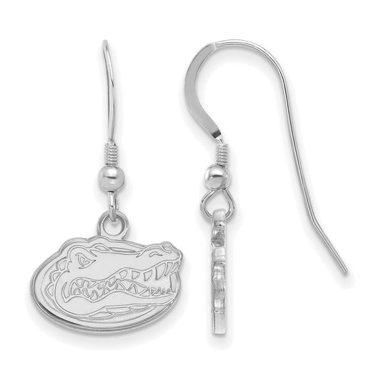 Sterling Silver Rhodium Plated Logoart University Of Florida Gator Extra Small Dangle Wire Earrings