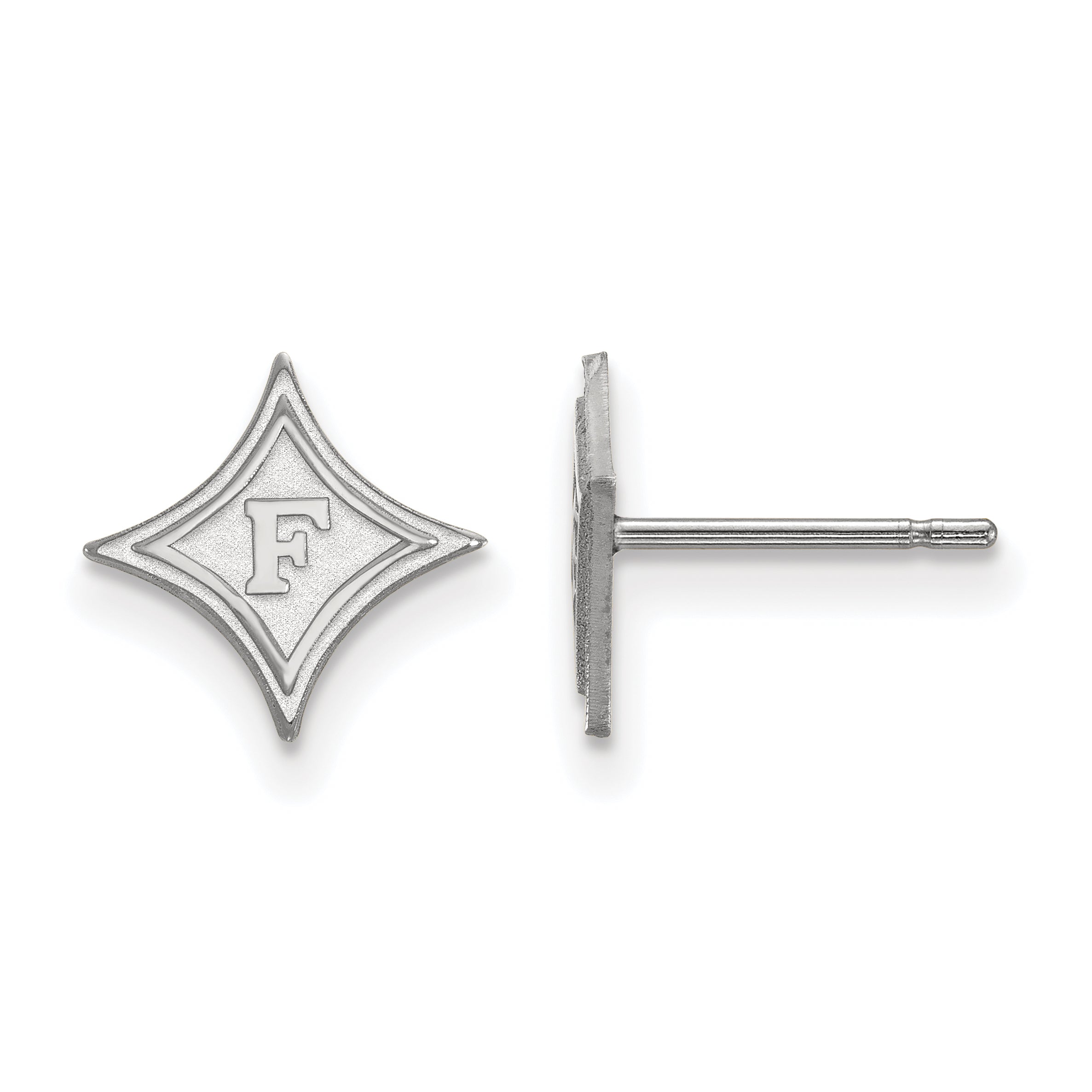 14K White Gold Logoart Furman University Extra Small Post Earrings