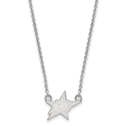14K White Gold Nhl Logoart Dallas Stars Small Pendant 18 Inch Necklace
