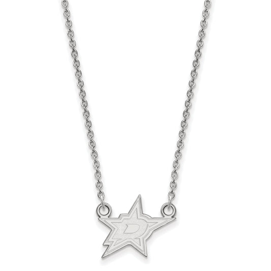14K White Gold Nhl Logoart Dallas Stars Small Pendant 18 Inch Necklace