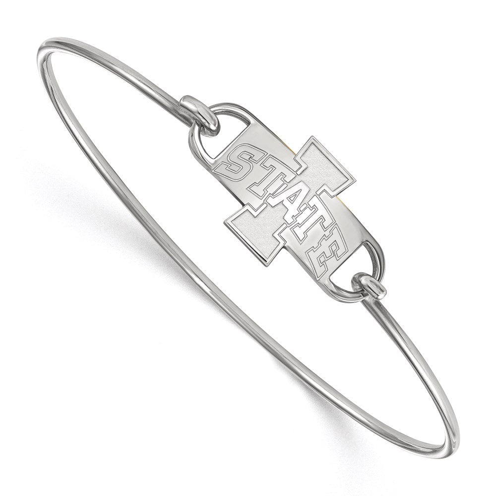 Sterling Silver Rhodium Plated Logoart Iowa State University Medium Center 7 Inch Wire Bangle