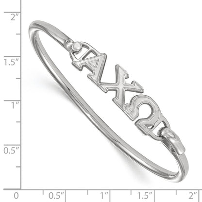 Sterling Silver S. Rh Plated Logoart Alpha Chi Omega Large Hook And Clasp Bangle