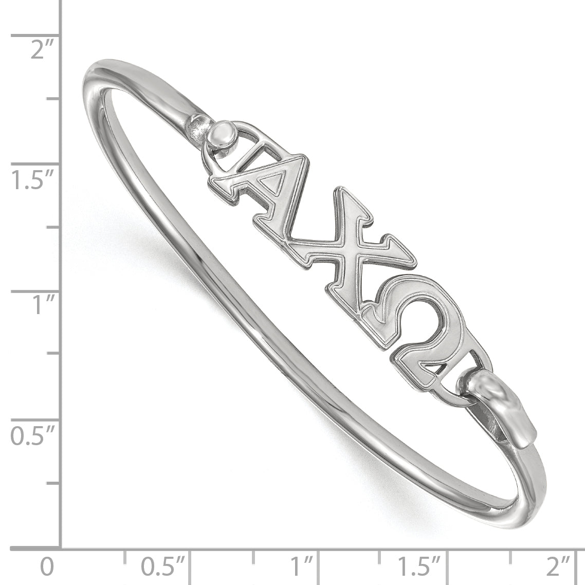 Sterling Silver Logoart Alpha Chi Omega Large Hook And Clasp Bangle