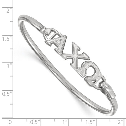 Sterling Silver S. Rh Plated Logoart Alpha Chi Omega Large Hook And Clasp Bangle