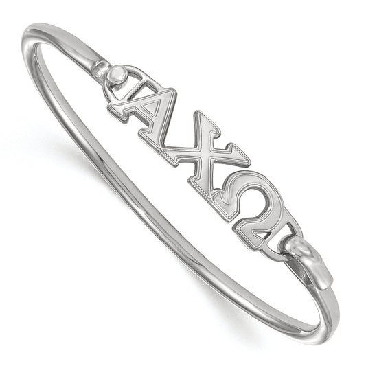 Sterling Silver Logoart Alpha Chi Omega Large Hook And Clasp Bangle
