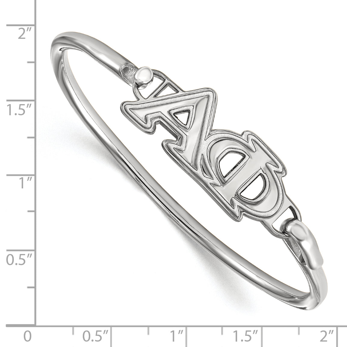 Sterling Silver Rh Plated Logoart Alpha Phi Small Hook And Clasp Bangle