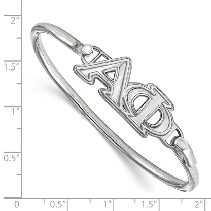 Sterling Silver Rh Plated Logoart Alpha Phi Small Hook And Clasp Bangle