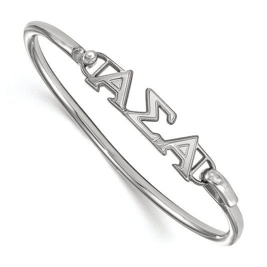 Sterling Silver S. Rh P Logoart Alpha Sigma Small Hook And Clasp Bangle