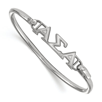 Sterling Silver S. Rh P Logoart Alpha Sigma Small Hook And Clasp Bangle