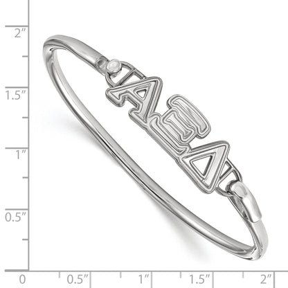 Sterling Silver S. Rh Plated Logoart Alpha Xi Delta Small Hook And Clasp Bangle