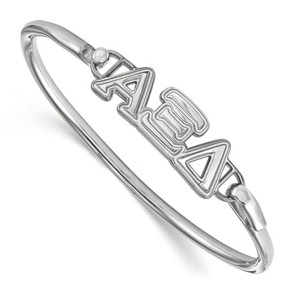 Sterling Silver S. Rh Plated Logoart Alpha Xi Delta Small Hook And Clasp Bangle