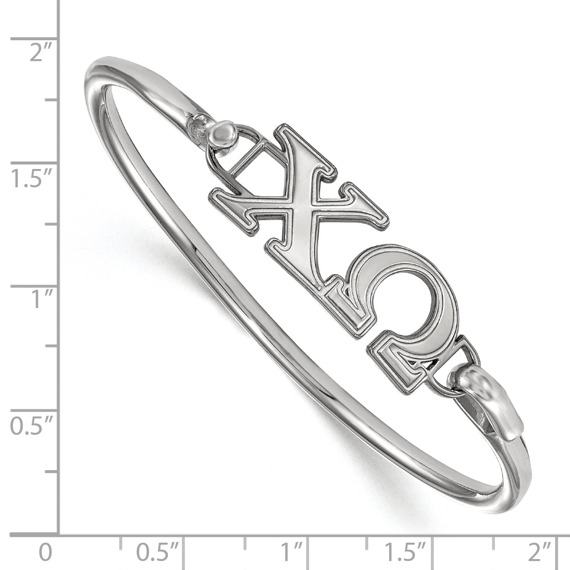 Sterling Silver Logoart Chi Omega Hook And Clasp Bangle