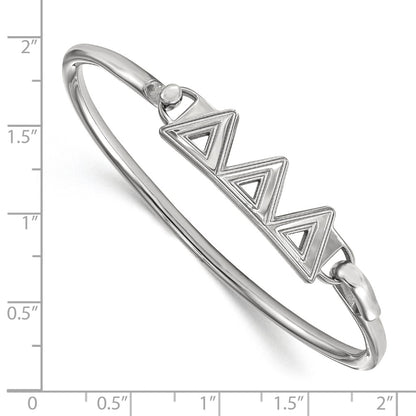 Sterling Silver S. Rh P Logoart Delta Small Hook And Clasp Bangle