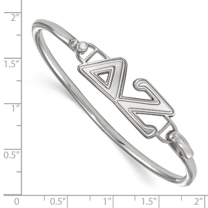 Sterling Silver Rh Plated Logoart Delta Zeta Small Hook And Clasp Bangle