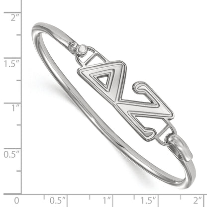 Sterling Silver Rh Plated Logoart Delta Zeta Small Hook And Clasp Bangle