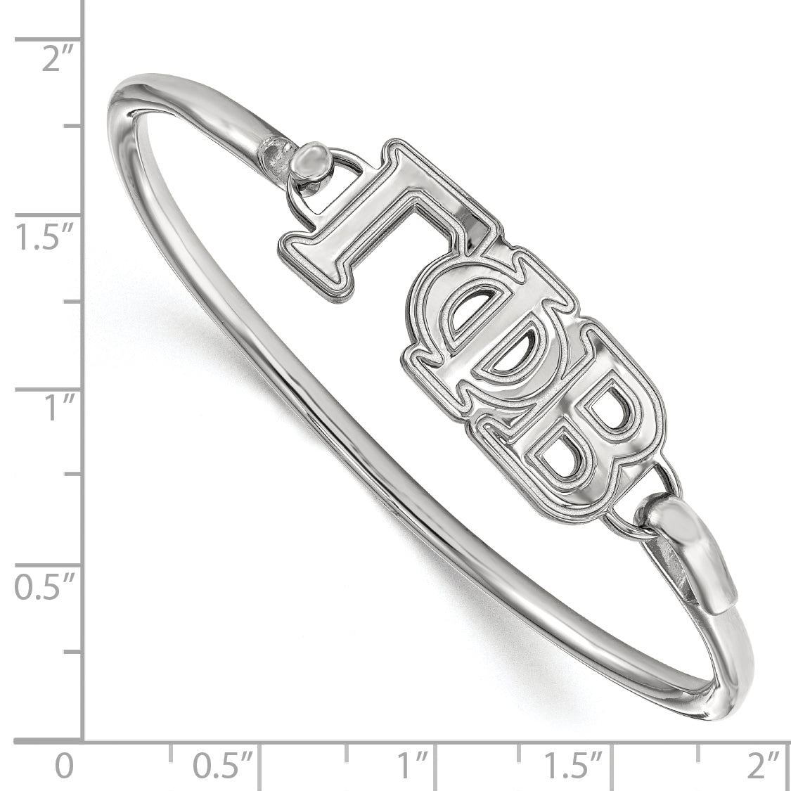 Sterling Silver S. Rh Plated Logoart Gamma Phi Beta Large Hook And Clasp Bangle