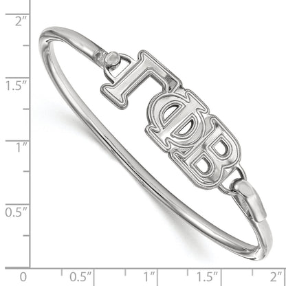 Sterling Silver S. Rh Plated Logoart Gamma Phi Beta Large Hook And Clasp Bangle