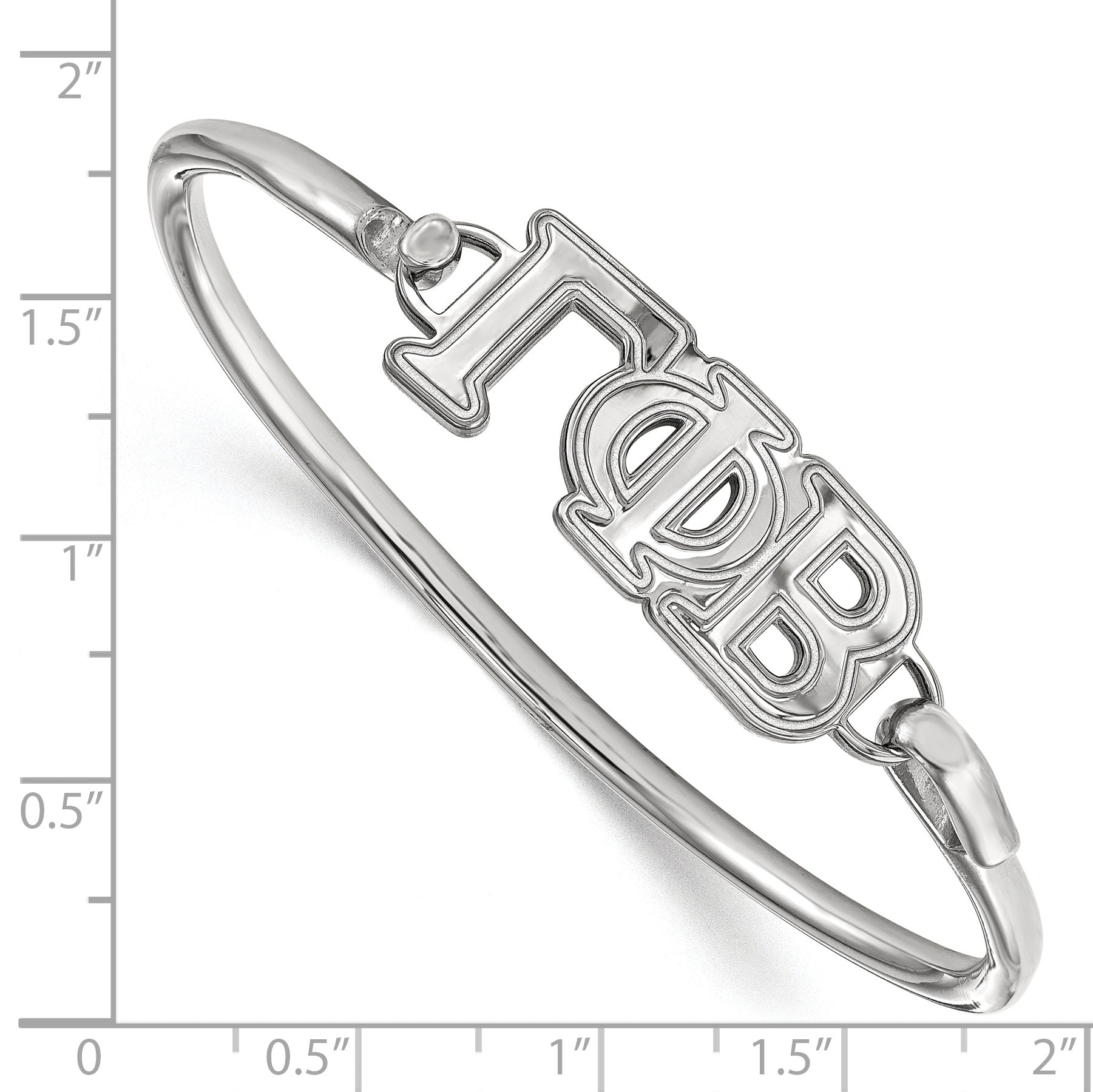 Sterling Silver S. Rh Plated Logoart Gamma Phi Beta Large Hook And Clasp Bangle