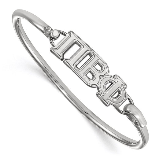 Sterling Silver Rh Plated Logoart Pi Beta Phi Small Hook And Clasp Bangle