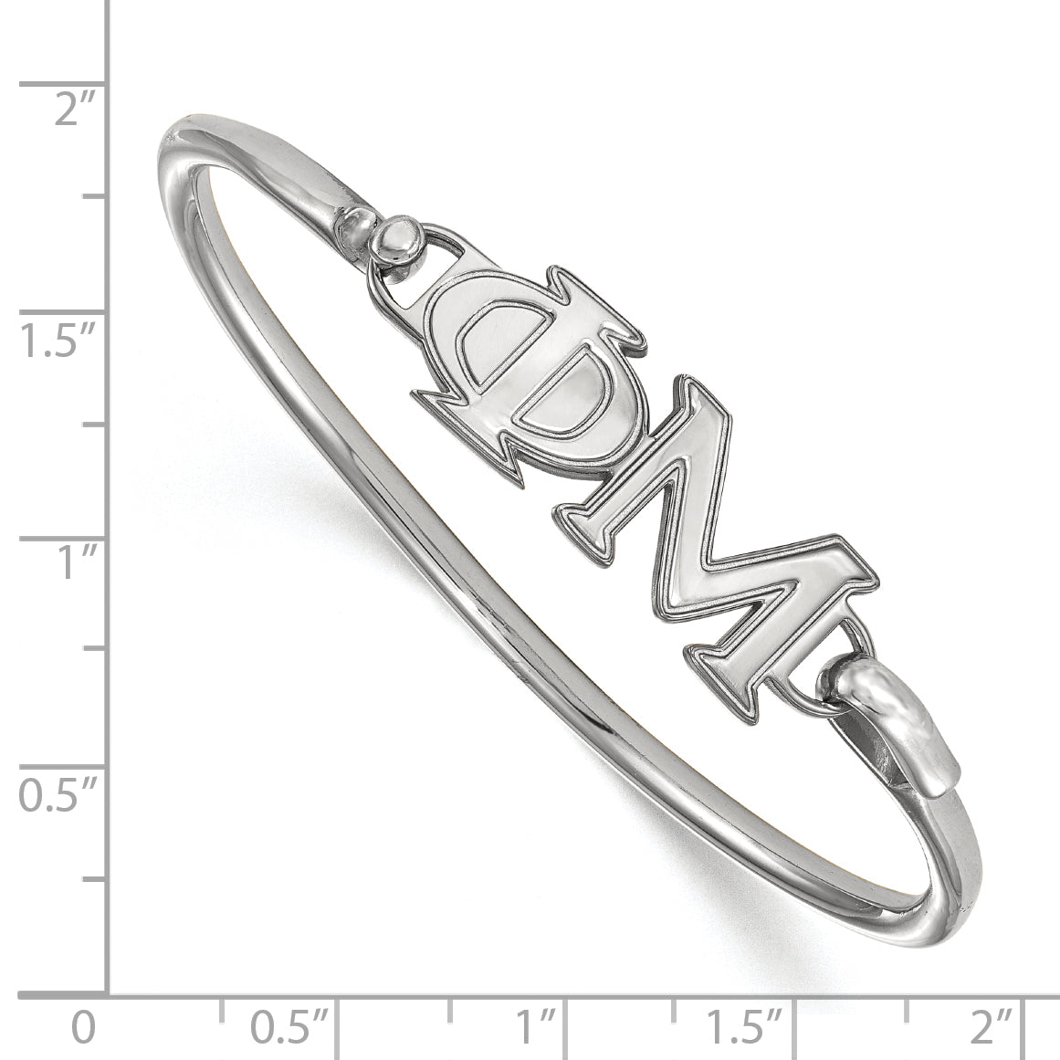 Sterling Silver Rh Plated Logoart Phi Mu Small Hook And Clasp Bangle