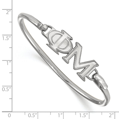 Sterling Silver Rh Plated Logoart Phi Mu Small Hook And Clasp Bangle