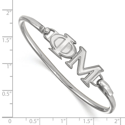 Sterling Silver Rh Plated Logoart Phi Mu Small Hook And Clasp Bangle