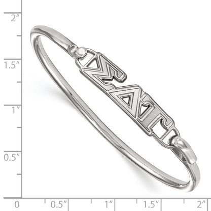 Sterling Silver S. Rh Plated Logoart Sigma Delta Tau Small Hook And Clasp Bangle