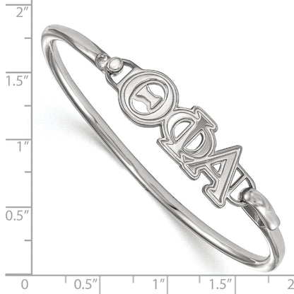 Sterling Silver S. Rh Plated Logoart Theta Phi Alpha Small Hook And Clasp Bangle