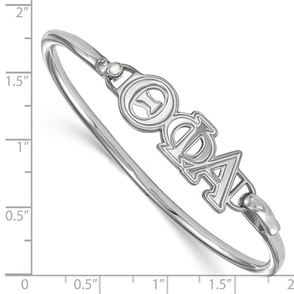 Sterling Silver S. Rh Plated Logoart Theta Phi Alpha Small Hook And Clasp Bangle