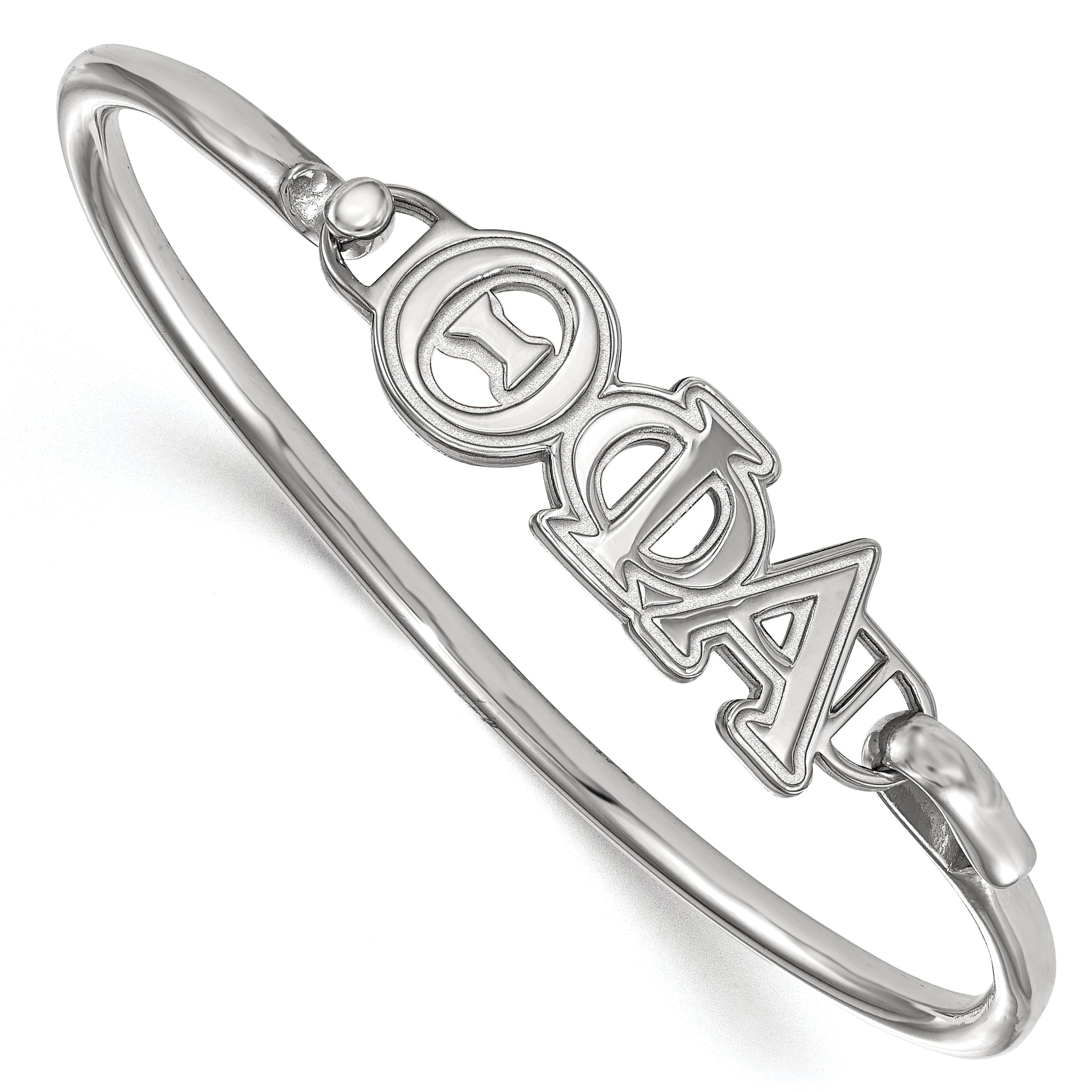 Sterling Silver S. Rh Plated Logoart Theta Phi Alpha Small Hook And Clasp Bangle