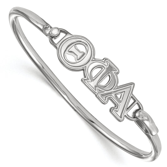 Sterling Silver S. Rh Plated Logoart Theta Phi Alpha Small Hook And Clasp Bangle