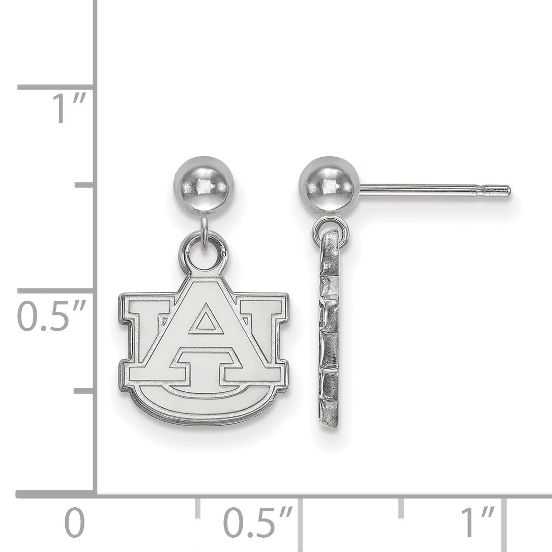 14K White Gold Logoart Auburn University A U Dangle Ball Post Earrings