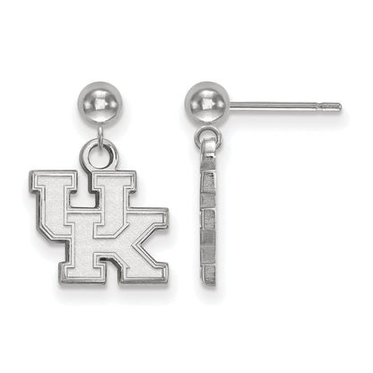 Sterling Silver Rhodium Plated Logoart University Of Kentucky U K Dangle Ball Post Earrings