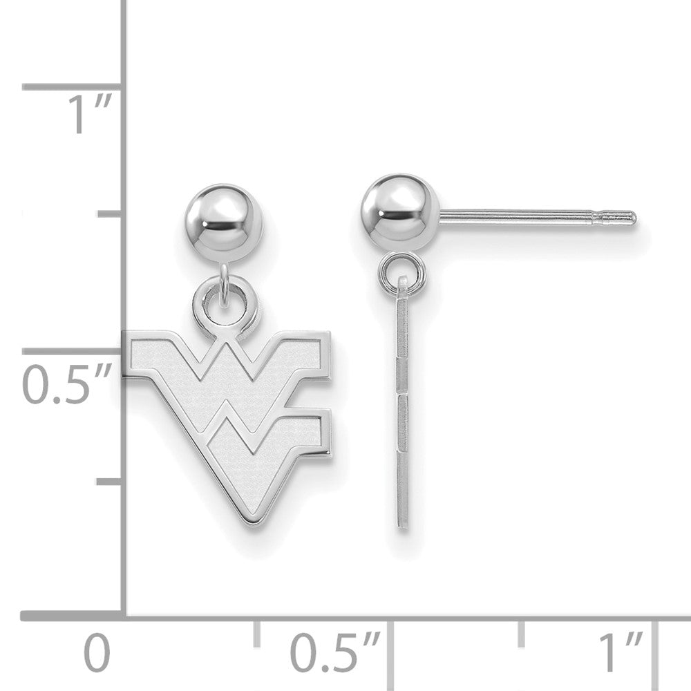 Sterling Silver Rhodium Plated Logoart West Virginia University W V Dangle Ball Post Earrings