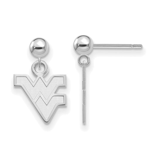 Sterling Silver Rhodium Plated Logoart West Virginia University W V Dangle Ball Post Earrings