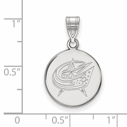 14K White Gold Nhl Logoart Columbus Blue Jackets Medium Disc Pendant