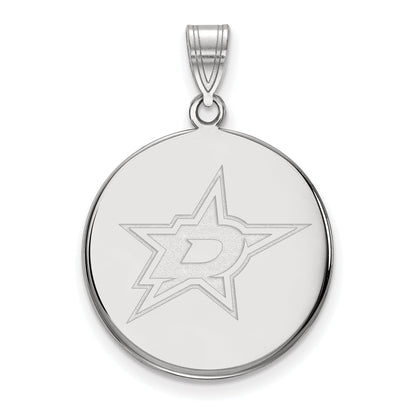Sterling Silver Rhodium Plated Nhl Logoart Dallas Stars Large Disc Pendant