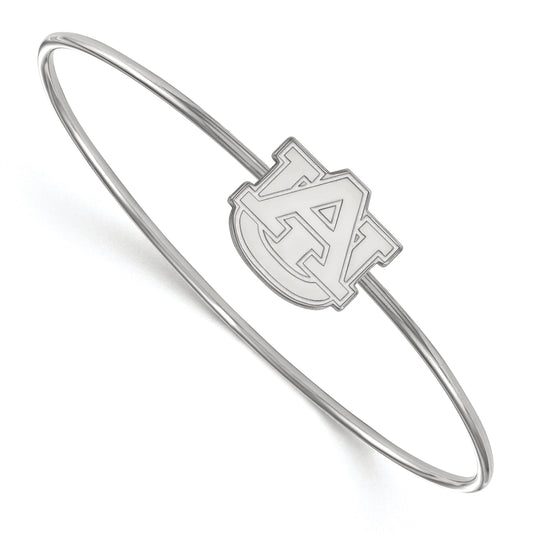 Sterling Silver Rh Plated Logoart Auburn University Bangle Slip On