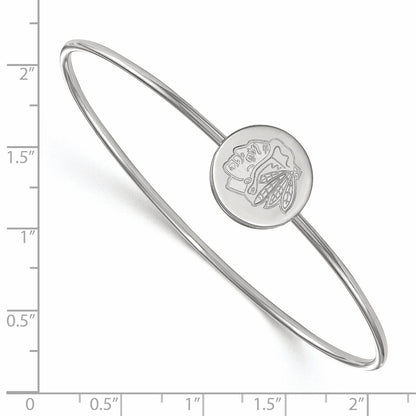 Sterling Silver Rh Plated Nhl Logoart Chicago Blackhawks Bangle Slip On