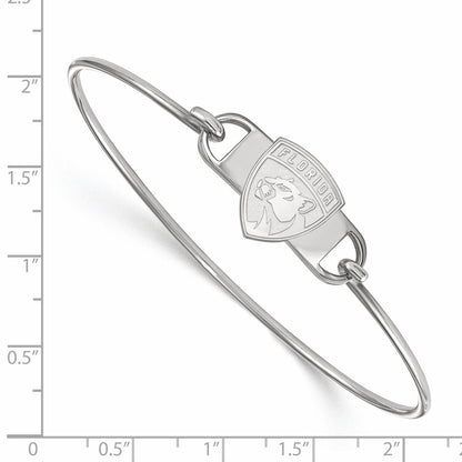 Sterling Silver Rhodium Plated Nhl Logoart Florida Panthers Small Center 7 Inch Wire Bangle