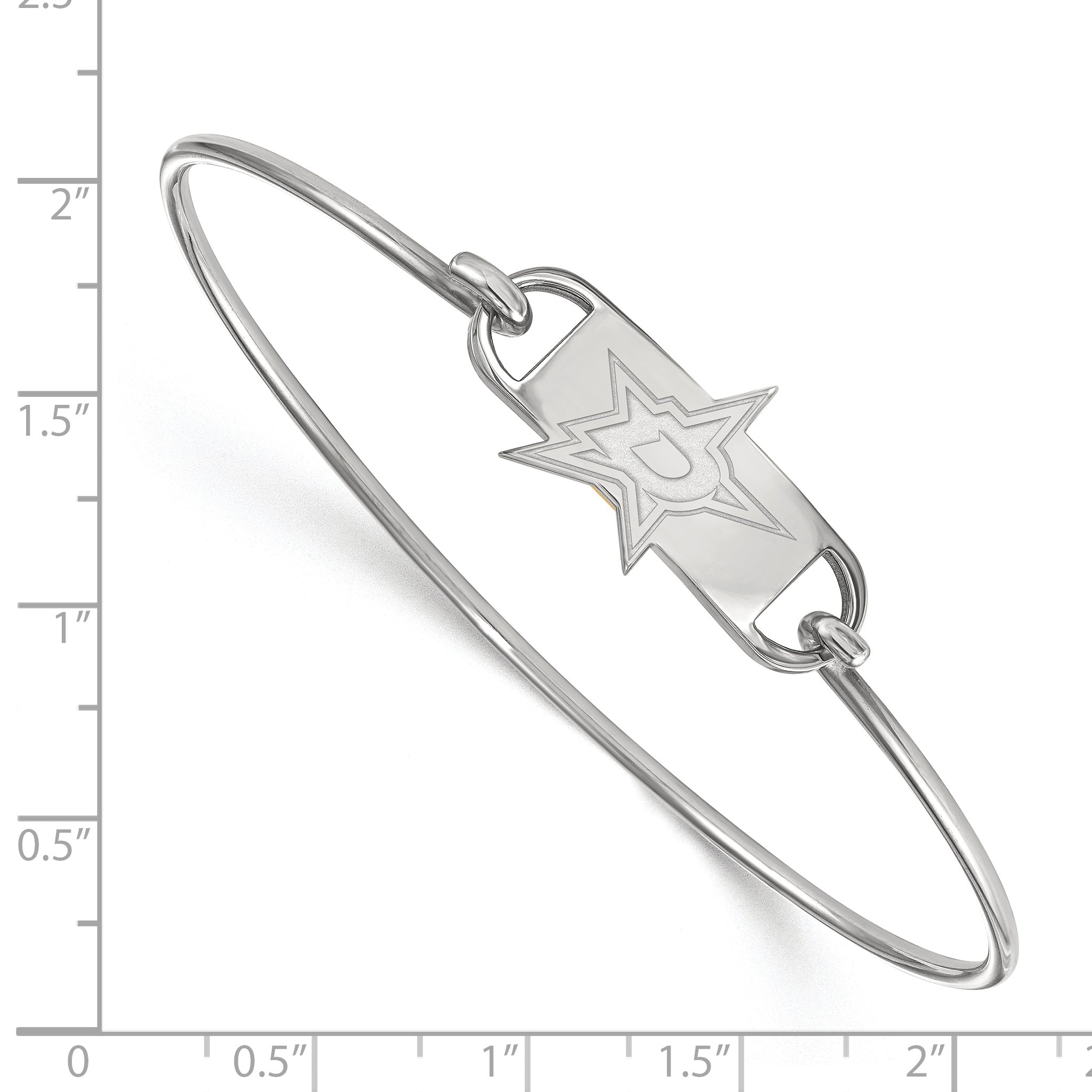 Sterling Silver Rhodium Plated Nhl Logoart Dallas Stars Small Center 7 Inch Wire Bangle