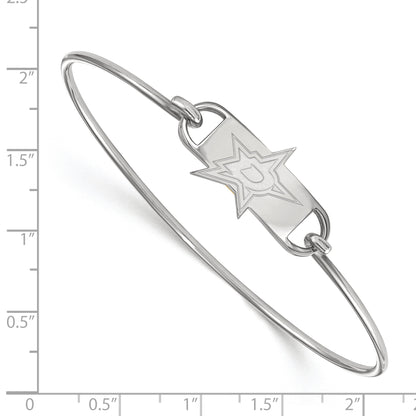 Sterling Silver Rhodium Plated Nhl Logoart Dallas Stars Small Center 7 Inch Wire Bangle