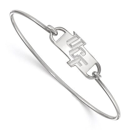 Sterling Silver Rhodium Plated Logoart University Of Central Florida U C F Small Center 7 Inch Wire Bangle